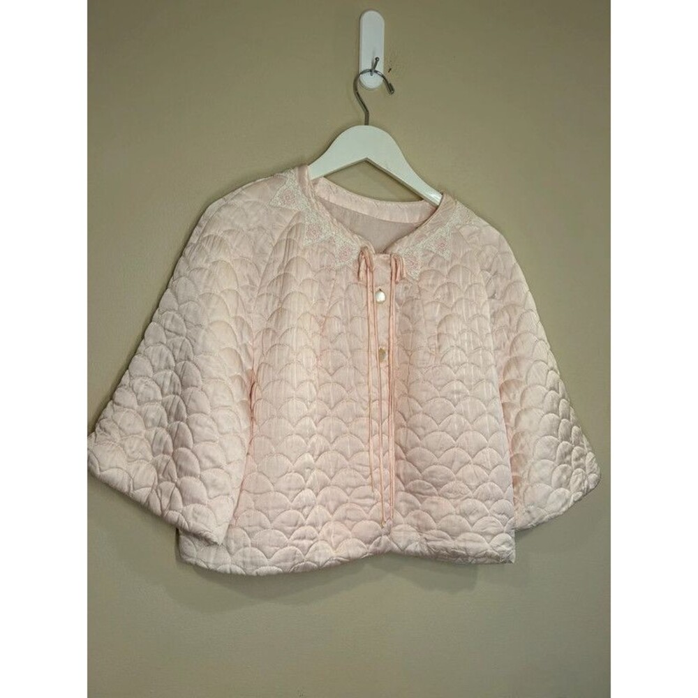 Vintage Barbizon Dream Puff Bed Jacket Pink Quilted Satin Loungewear Bridal